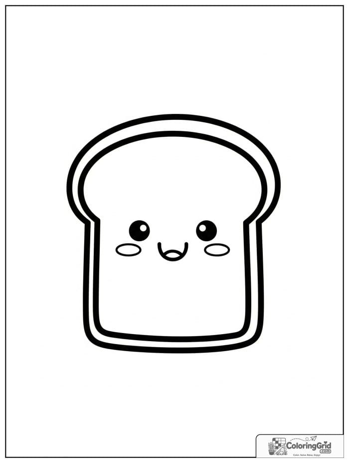 Single toast slice for Bread Coloring Pages