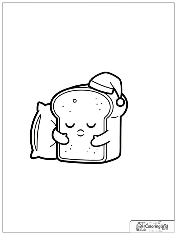 Sleepy bread slice for Bread Coloring Pages