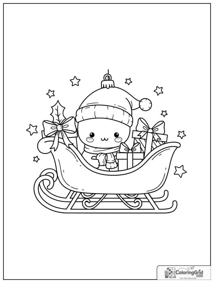 Sleigh Christmas ornament with curved runners and bow.