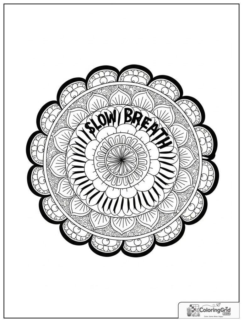 Slow breath spiral mindfulness mandala with arc shapes and soft petals