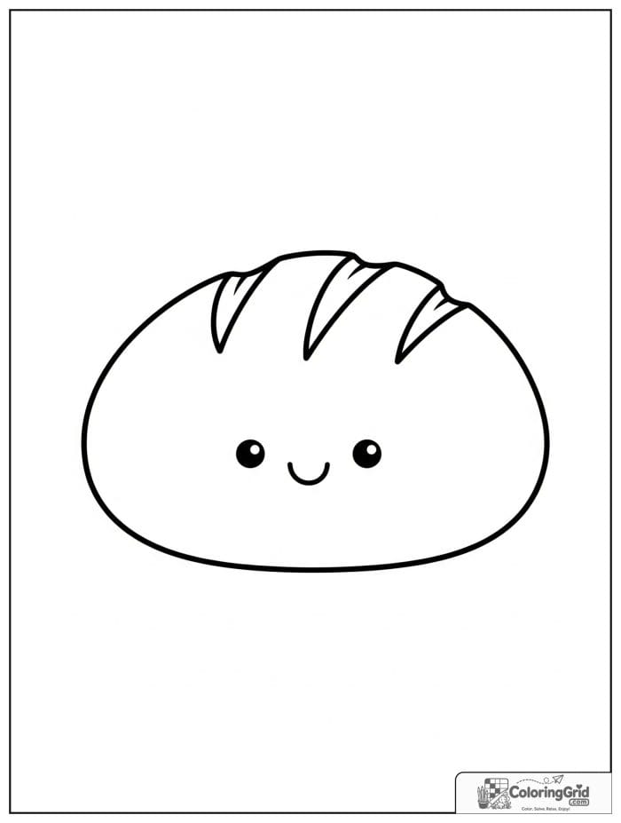 Smiling bread loaf for Bread Coloring Pages