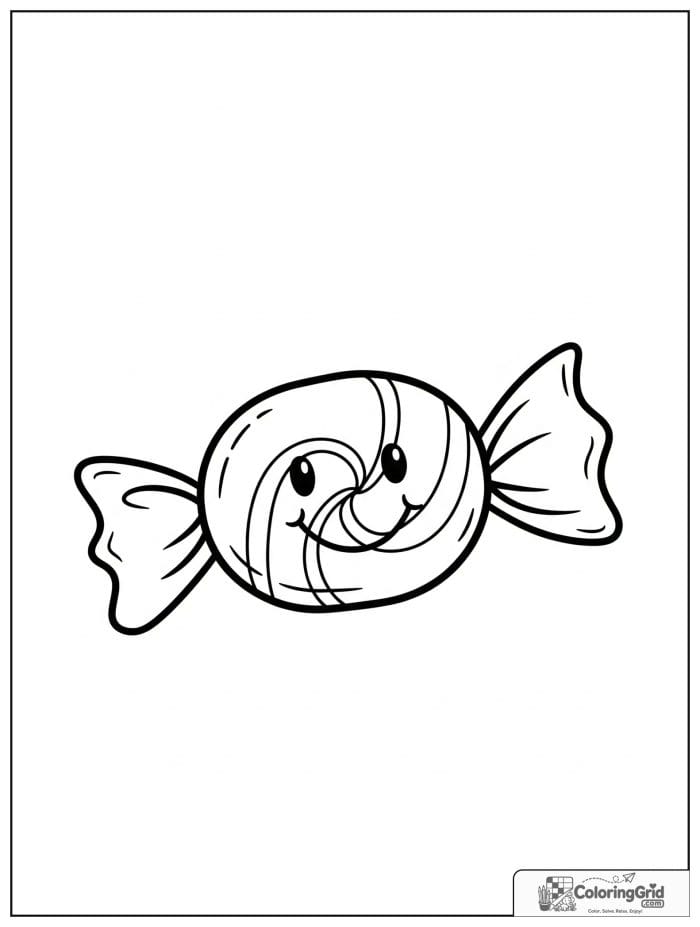 Smiling wrapped hard candy for Candy Coloring Pages
