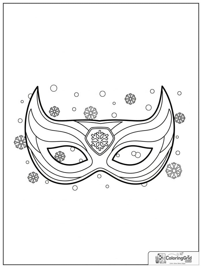 Cute winter superhero mask with snowflake details.