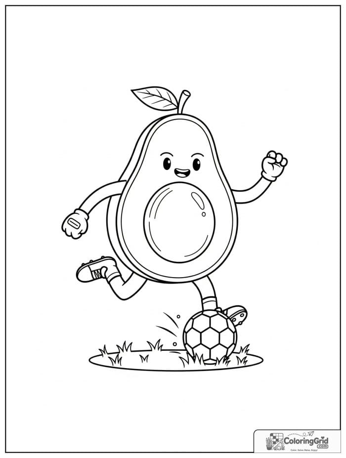 Soccer avocado for avocado coloring pages