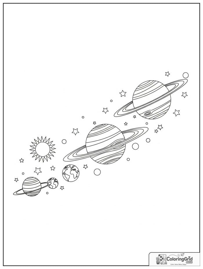 Solar system planets lined up with stars.