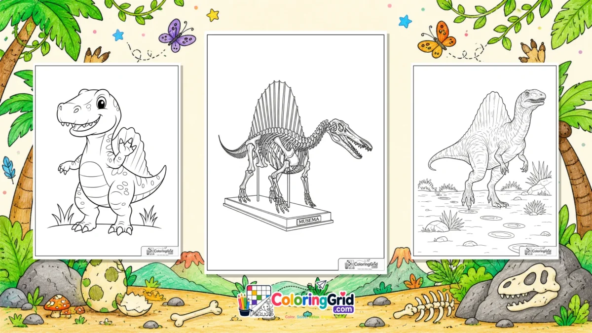 Spinosaurus coloring pages featured illustration for Spinosaurus Coloring Pages for Kids