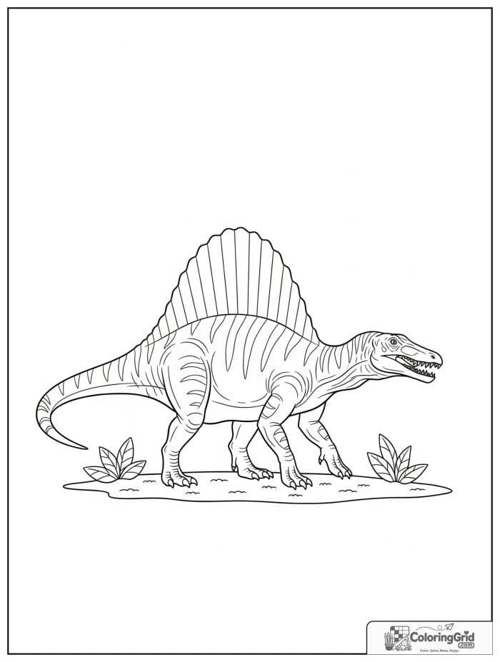 Spinosaurus pose highlighting the tall sail and long tail.