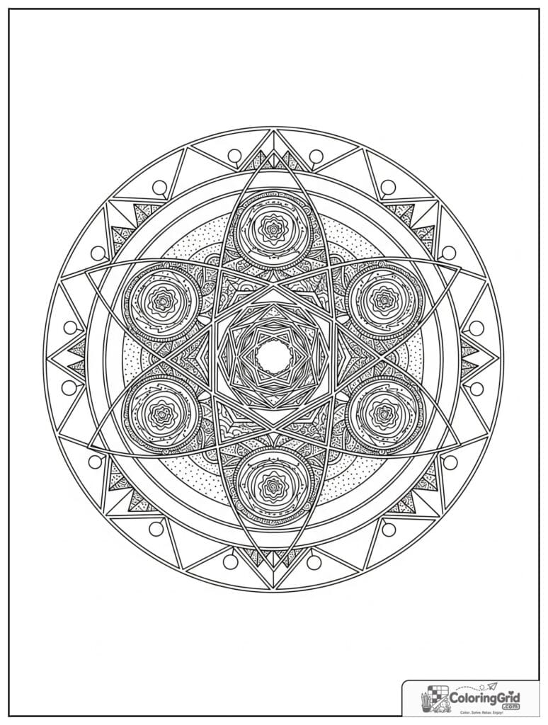 Star gate inspired sacred geometry mandala with polygon layers