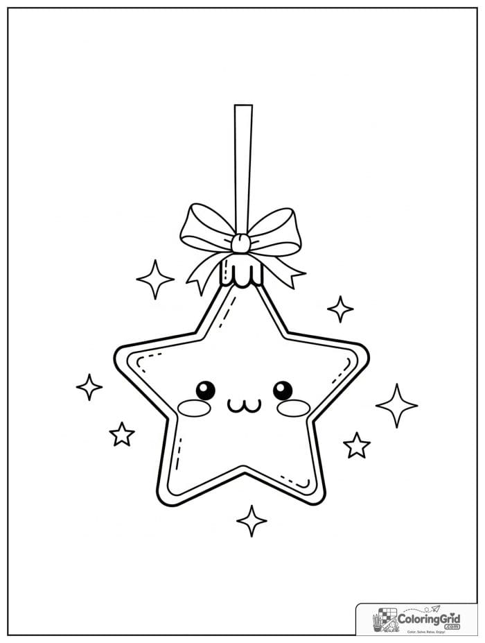 Star-shaped Christmas ornament with ribbon loop.