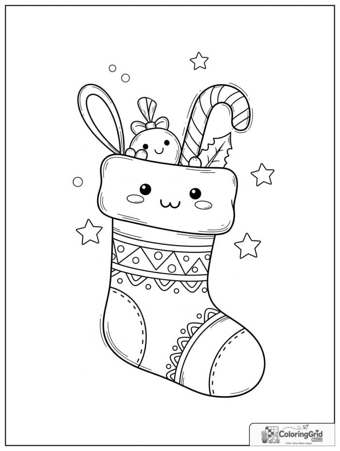 Stocking Christmas ornament with candy cane.
