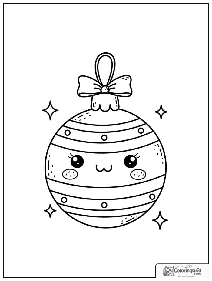 Striped Christmas ornament bauble with ribbon detail.