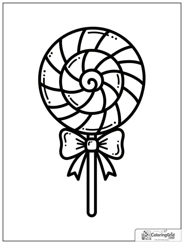 Striped swirled lollipop for Candy Coloring Pages