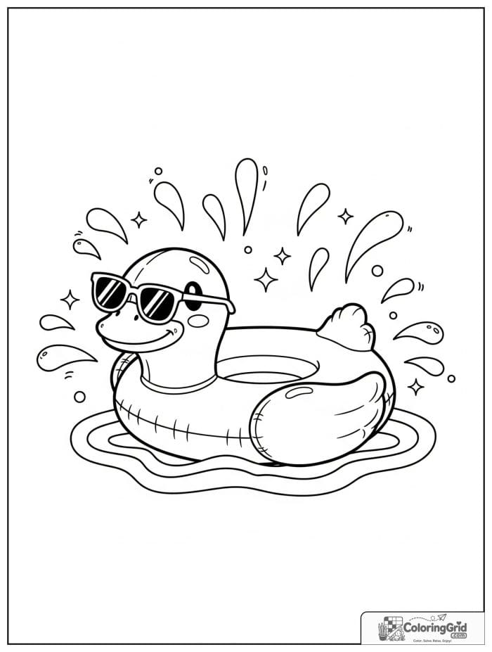 Summer Coloring Pages featuring a duck pool float.