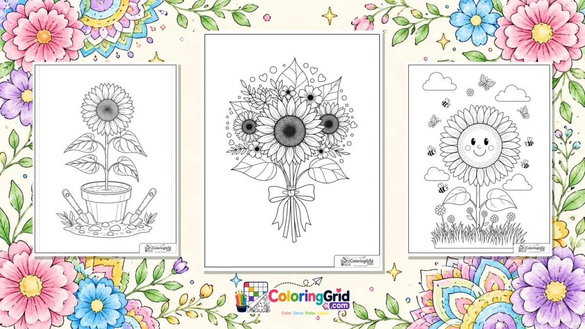 Sunflower Coloring Pages featured illustration for Sunflower Coloring Pages: Printable Sunflower Pages