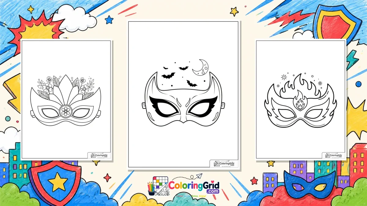 Superhero Mask Coloring Pages featured illustration for Superhero Mask Coloring Pages: Free Printable Masks