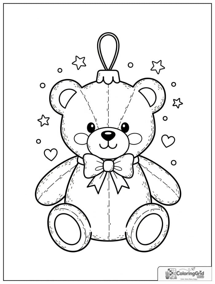 Teddy bear Christmas ornament with bow tie.