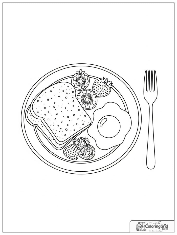 Toast with egg breakfast for Bread Coloring Pages