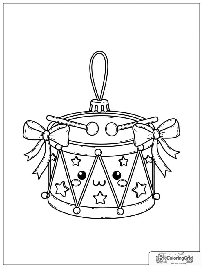 Toy drum Christmas ornament with ribbon ties.