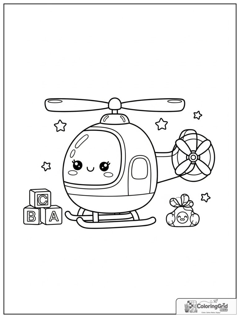 Cute toy helicopter in a playroom with small star decorations.