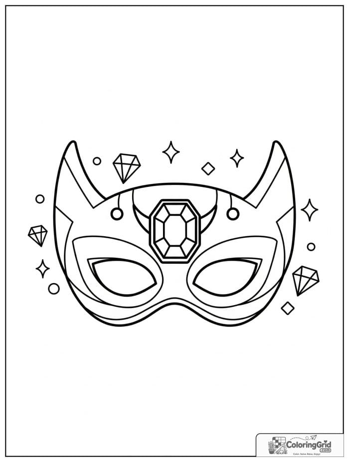 Cute treasure-themed superhero mask with gem details.