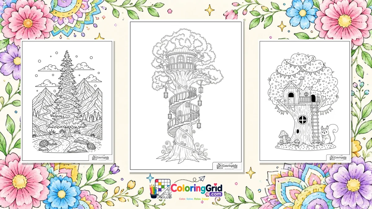 Tree Coloring Pages featured illustration for Tree Coloring Pages: Free Printable Designs to Color