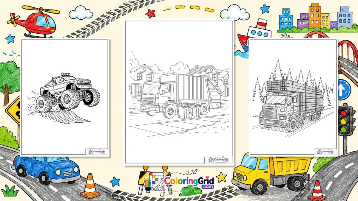 Truck Coloring Pages featured illustration for Truck Coloring Pages: Free Truck Printables
