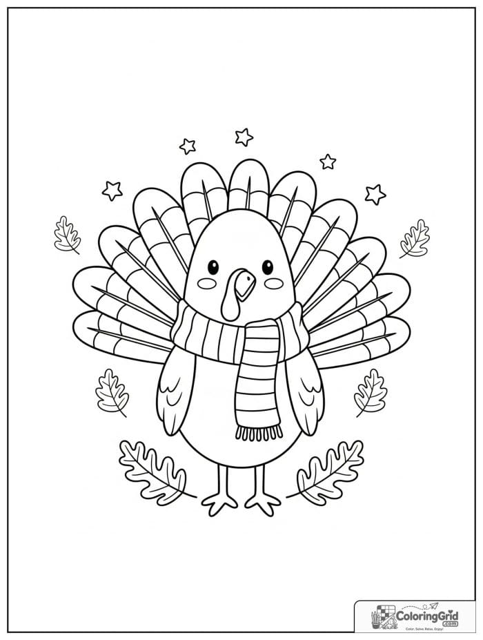 Cozy turkey wearing a striped scarf.