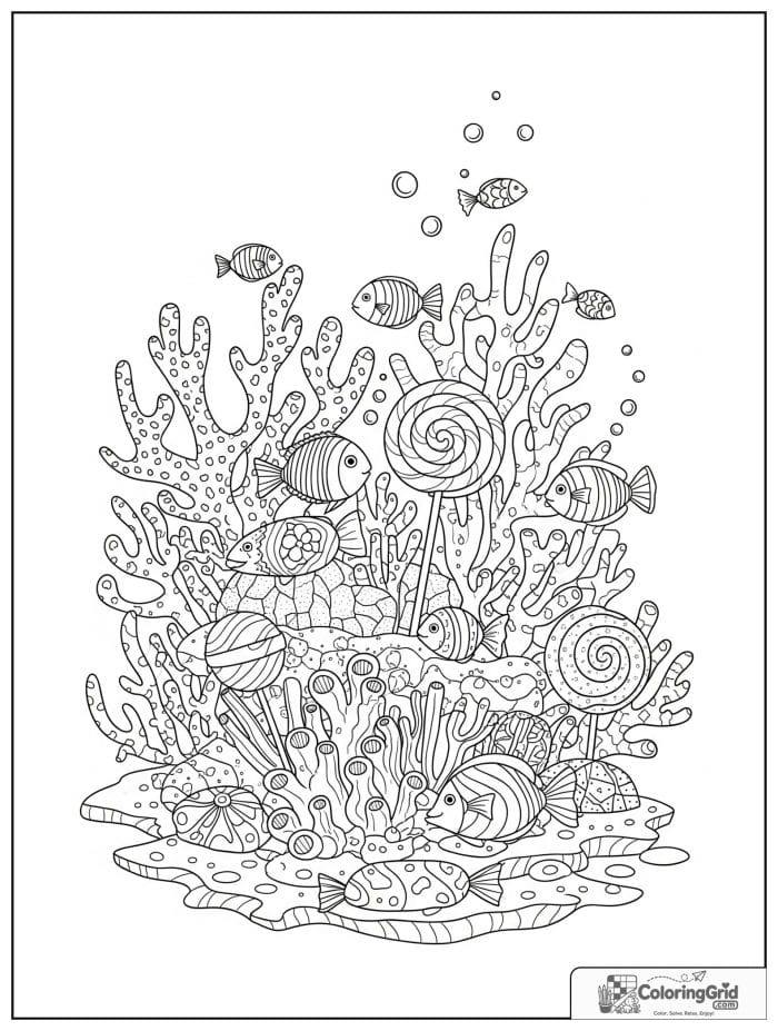 Underwater candy world for Candy Coloring Pages