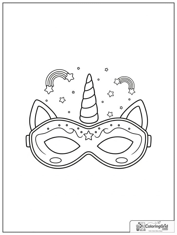 Cute unicorn-inspired superhero mask with rainbow details.