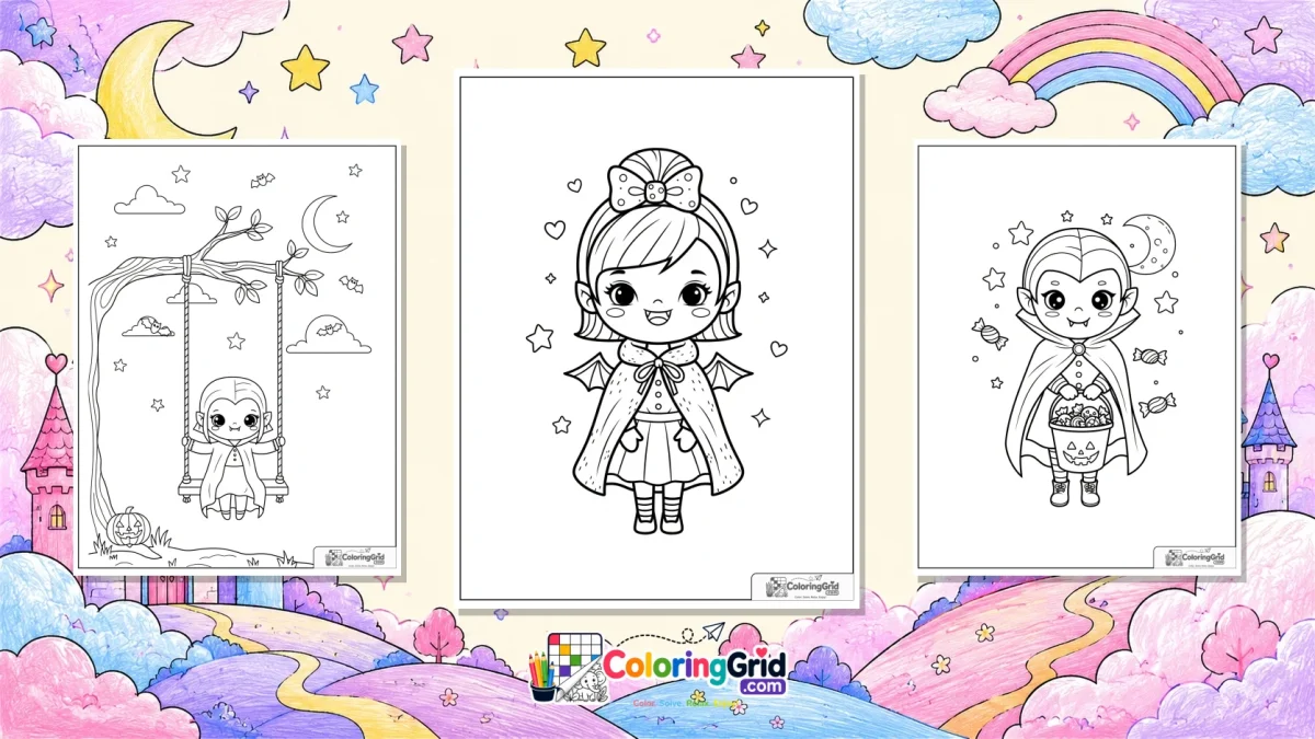 Vampire Coloring Pages featured illustration for Vampire Coloring Pages: Easy PDF and JPG Printables