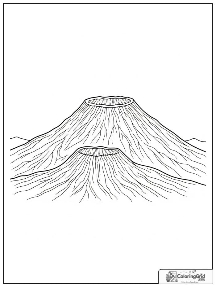 Volcanic mountain in black and white artwork