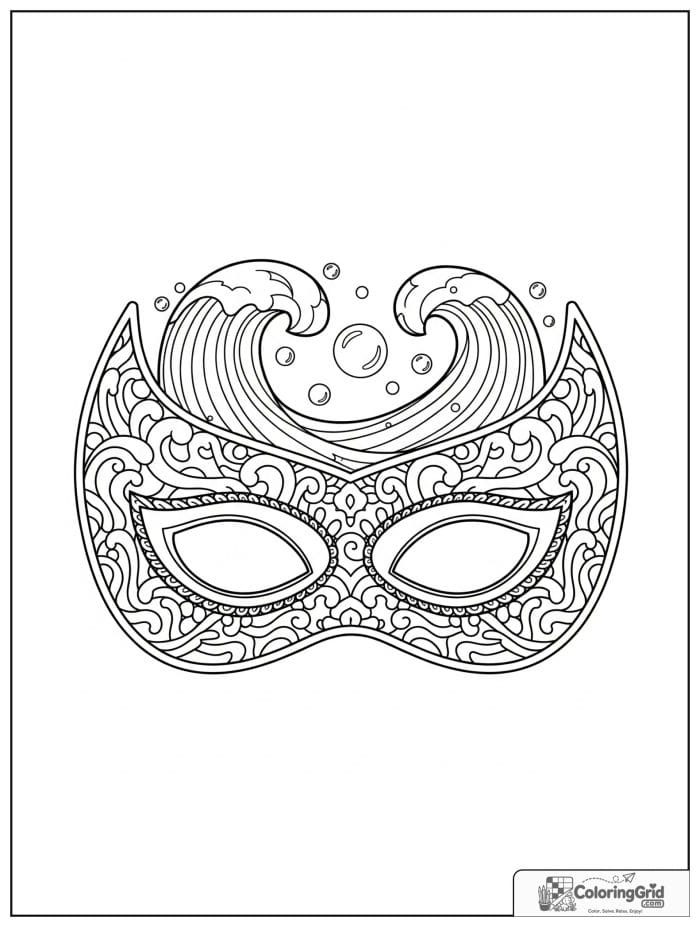 Cute water-themed superhero mask with wave and bubble details.