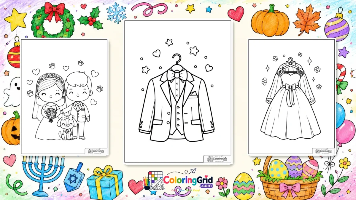 Wedding Coloring Pages featured illustration for Wedding Coloring Pages: Printable Pages for Kids