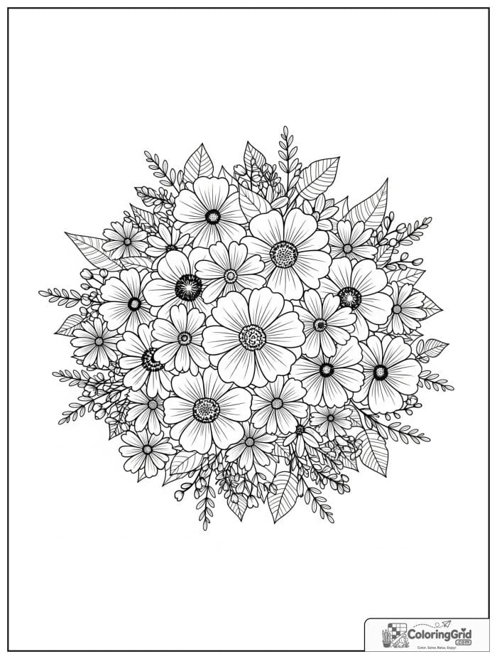 Flower mandala with mixed wildflowers in a circular bouquet arrangement.