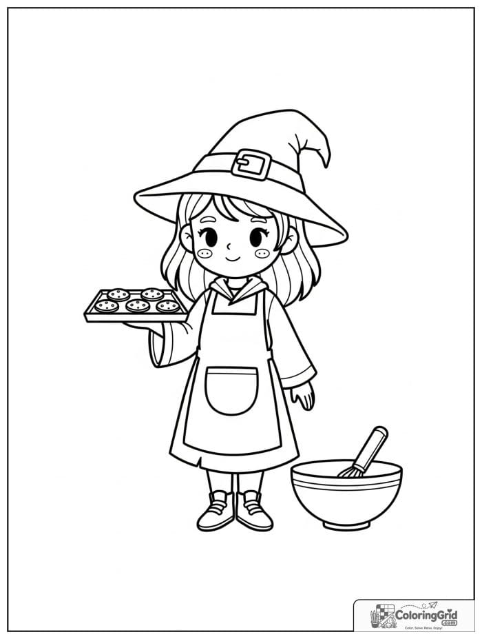 Wizard Coloring Pages featuring a wizard baking cookies.