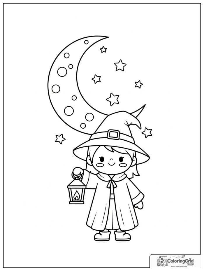 Wizard Coloring Pages featuring a wizard with a lantern.