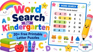 Word Search for Kindergarten