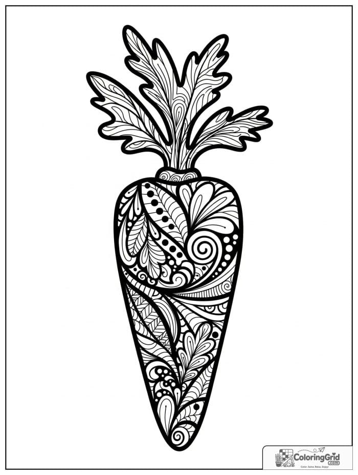 Zentangle style carrot pattern line art