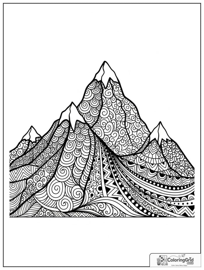 Zentangle mountain range in black and white