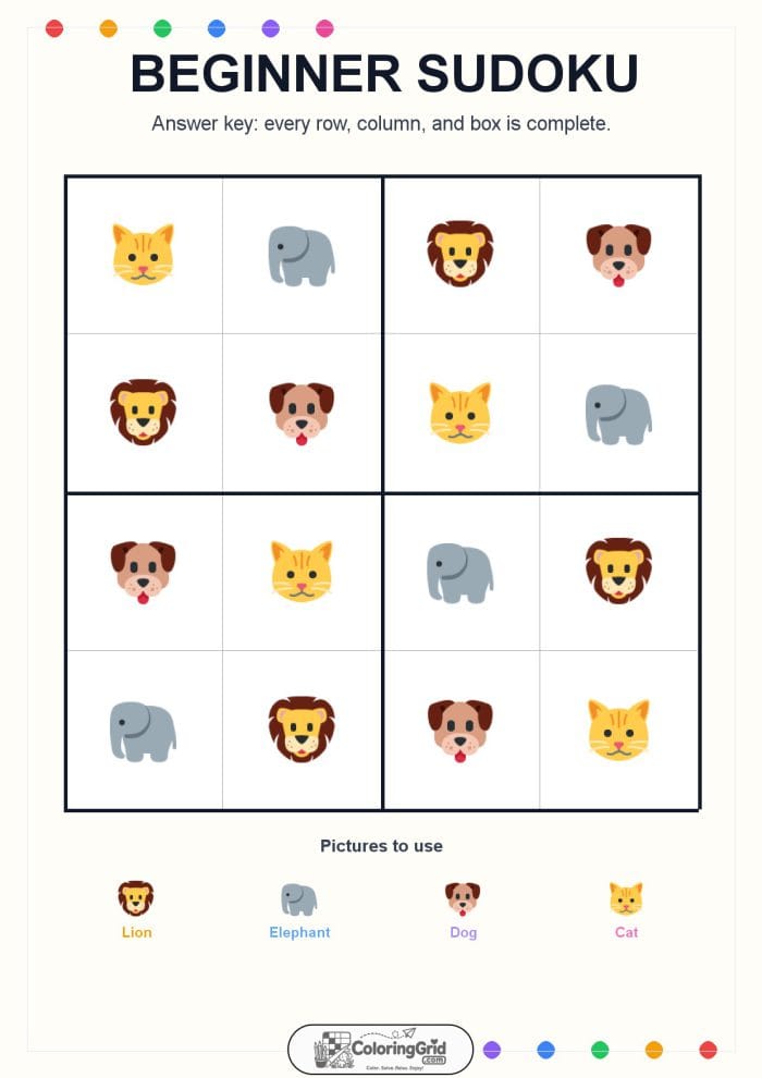Beginner Sudoku 4x4 Puzzle 005 - ANSWER