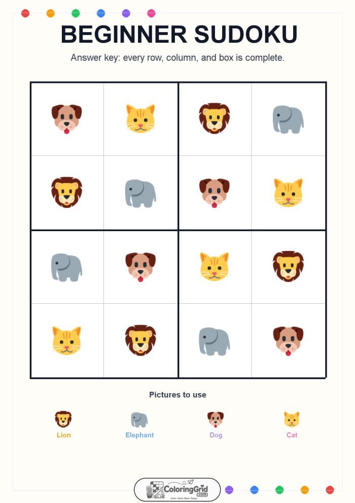 Beginner Sudoku 4x4 Puzzle 009 - ANSWER