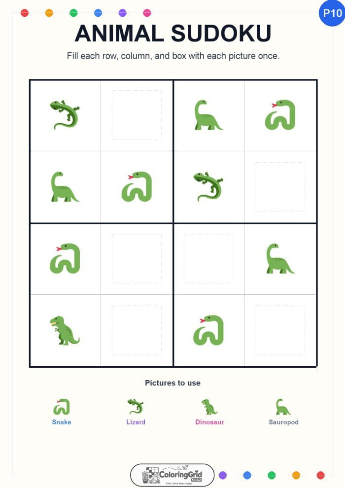 Animal Sudoku 4x4 Puzzle 010