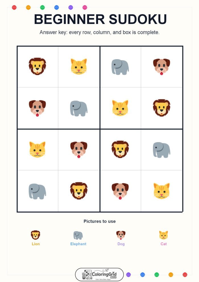 Beginner Sudoku 4x4 Puzzle 021 - ANSWER