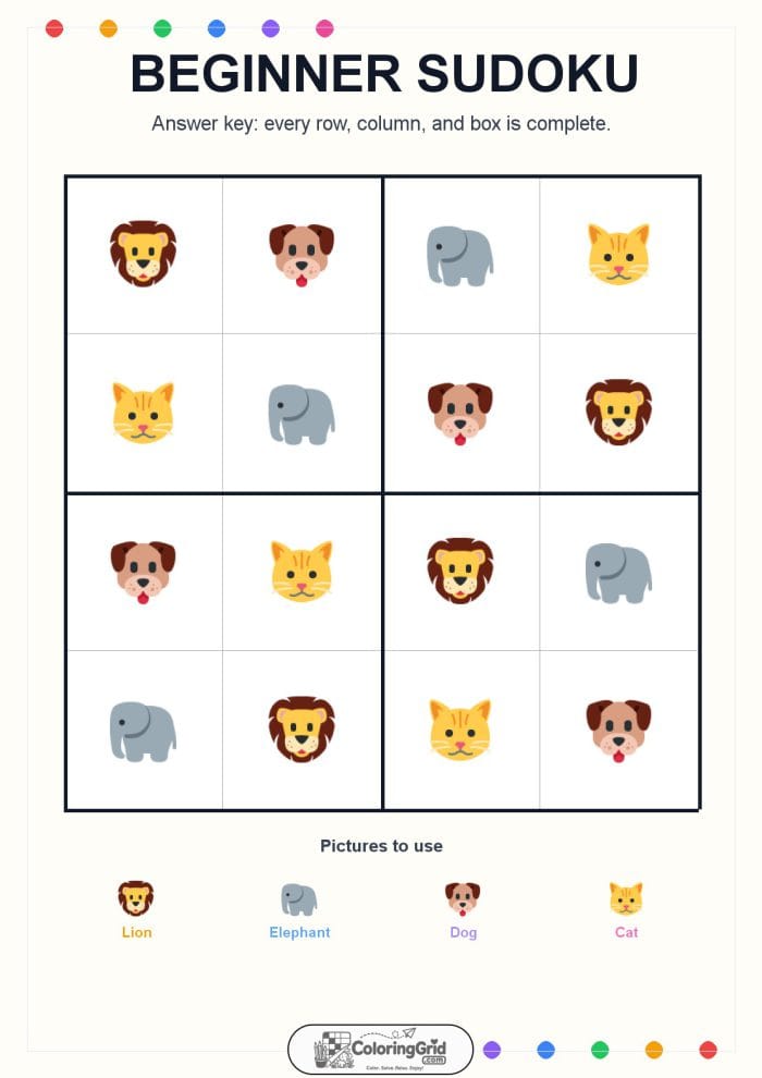 Beginner Sudoku 4x4 Puzzle 025 - ANSWER