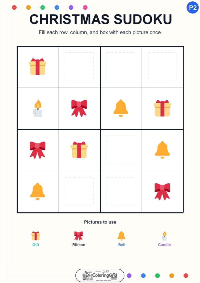 Christmas Sudoku 4x4 Puzzle 002