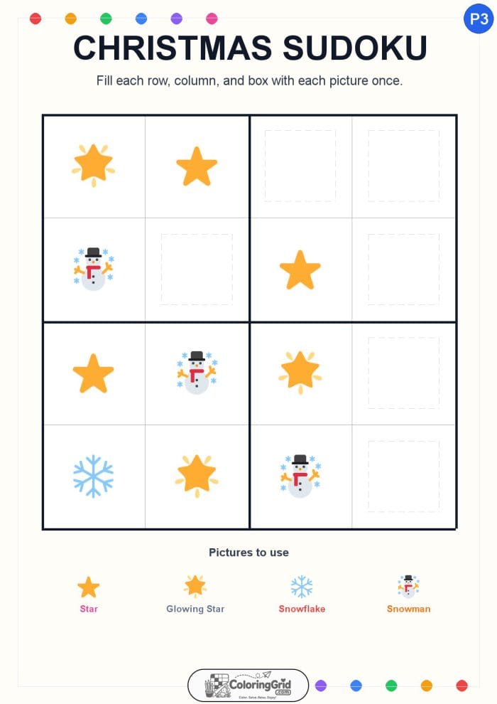 Christmas Sudoku 4x4 Puzzle 003