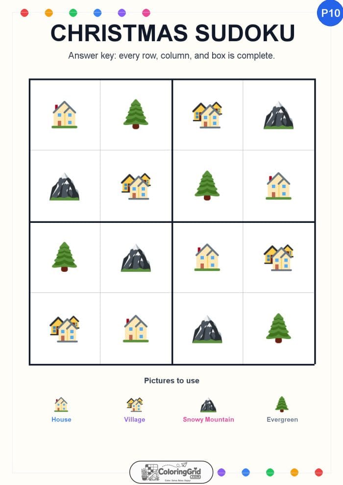 Christmas Sudoku 4x4 Puzzle 010 - ANSWER