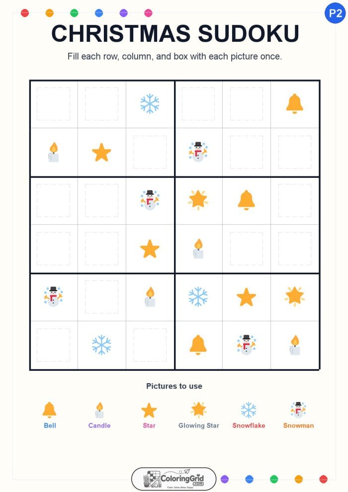 Christmas Sudoku 6x6 Puzzle 002