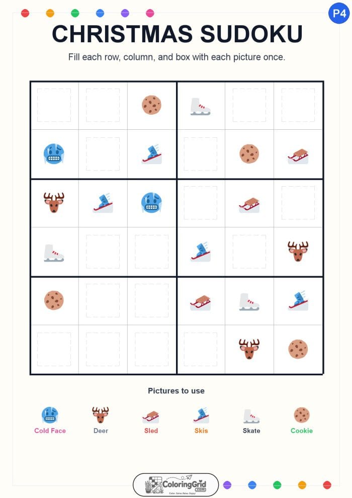Christmas Sudoku 6x6 Puzzle 004