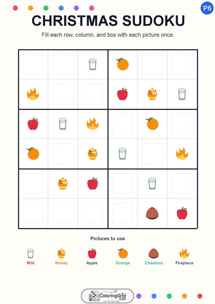 Christmas Sudoku 6x6 Puzzle 006